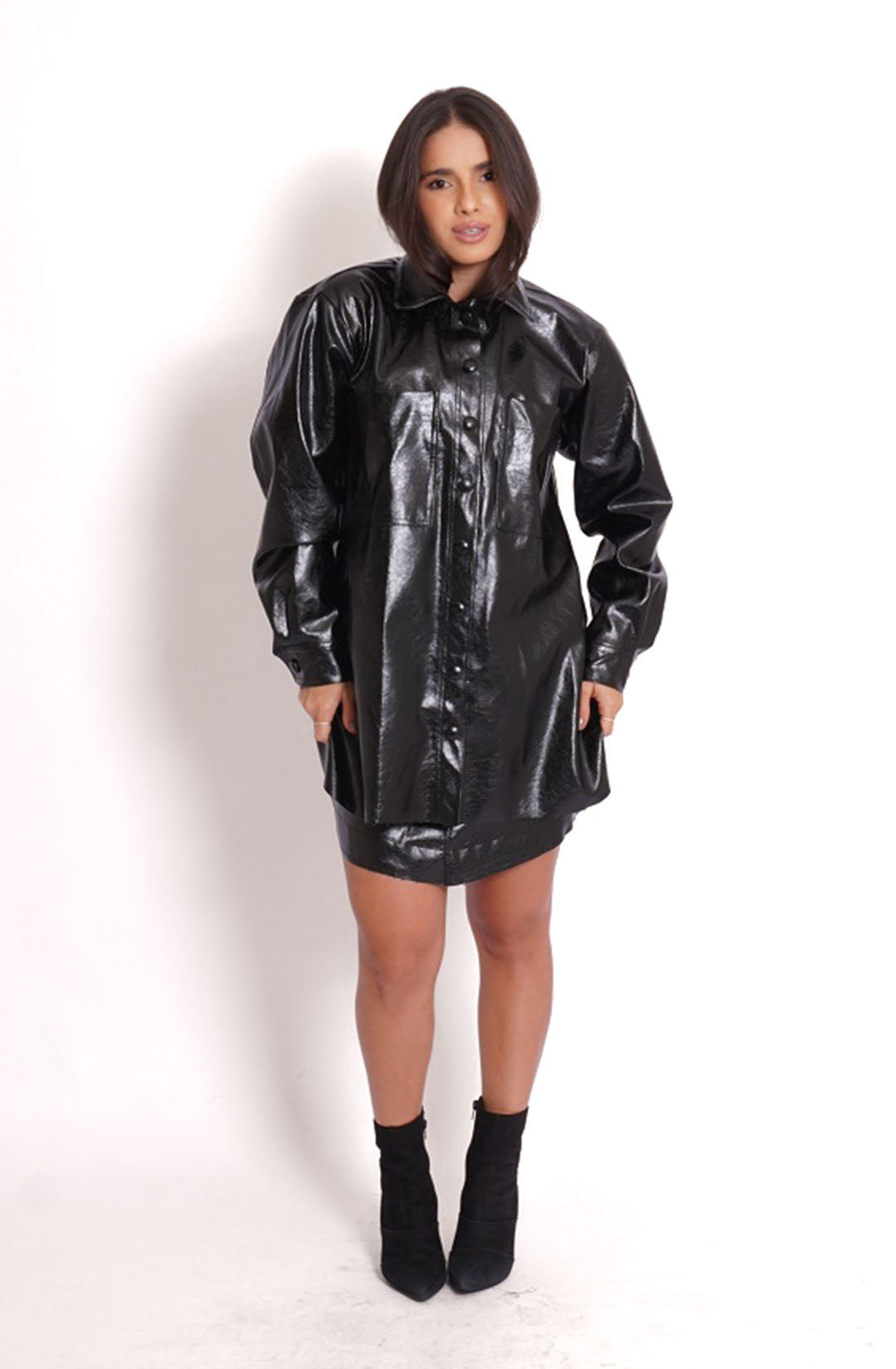 Saia couro eco anne - Preto